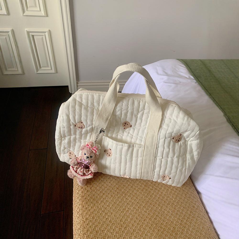 Korean Ins New Embroidered Travel Bag Large-capacity Duffel Bag Light Storage Portable Messenger Mommy Bag