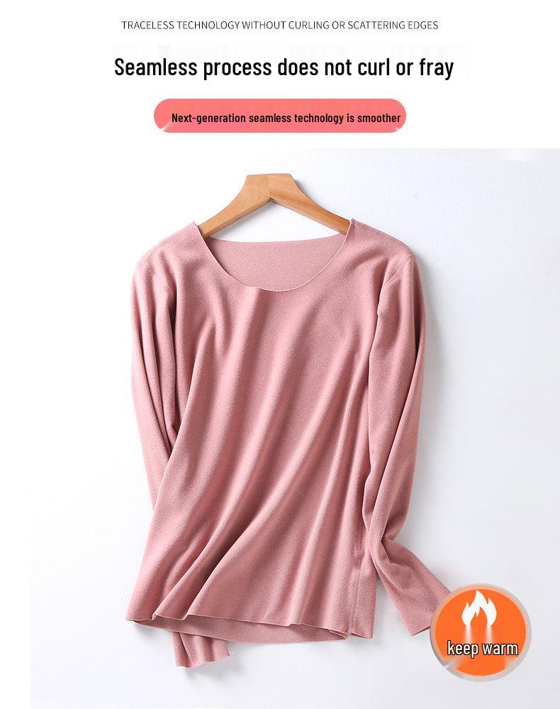 Plus Size Seamless Warm Underwear Set for Women - Fleece-Lined, High Elasticity, German Velvet, Autumn/Winter