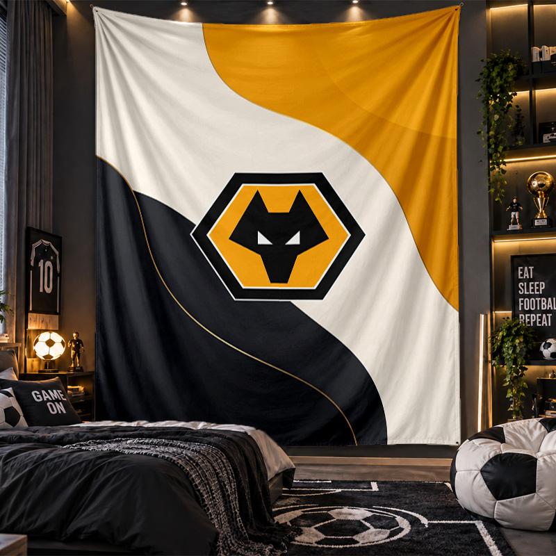 Wall Hanging Tapestry Wolverhampton Wanderers Football Print Cloth for Living Room Bedroom Home Decor