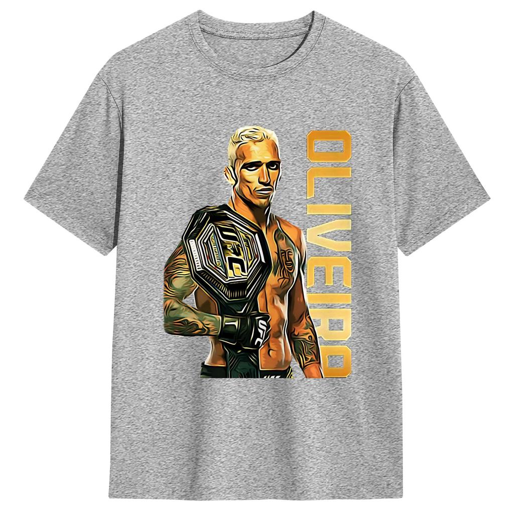 Charles Oliveira TShirt Beach Cotton T Shirts For Men Harajuku Custom Logo Tshirt Short Sleeve Street Style Tees