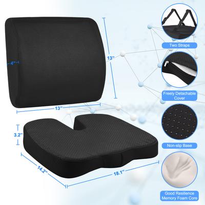 Seat Cushion/Lumbar Support Pillow with Adjustable Strap-Chair Cushions for Sciatica Pain
