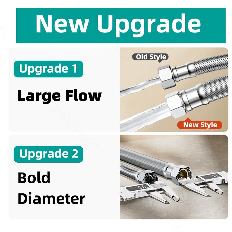 Toilet Water Heater Inlet Hose Thickened Explosion Proof Braided Hose Universal G1/2 High Flow Rate 304 Stainless Steel