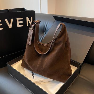 Herbst und Winter Lässige Umhängetasche Maillard Vintage Tragetasche Damen Große Kapazität Pendler Achseltasche Wildleder Tragetasche