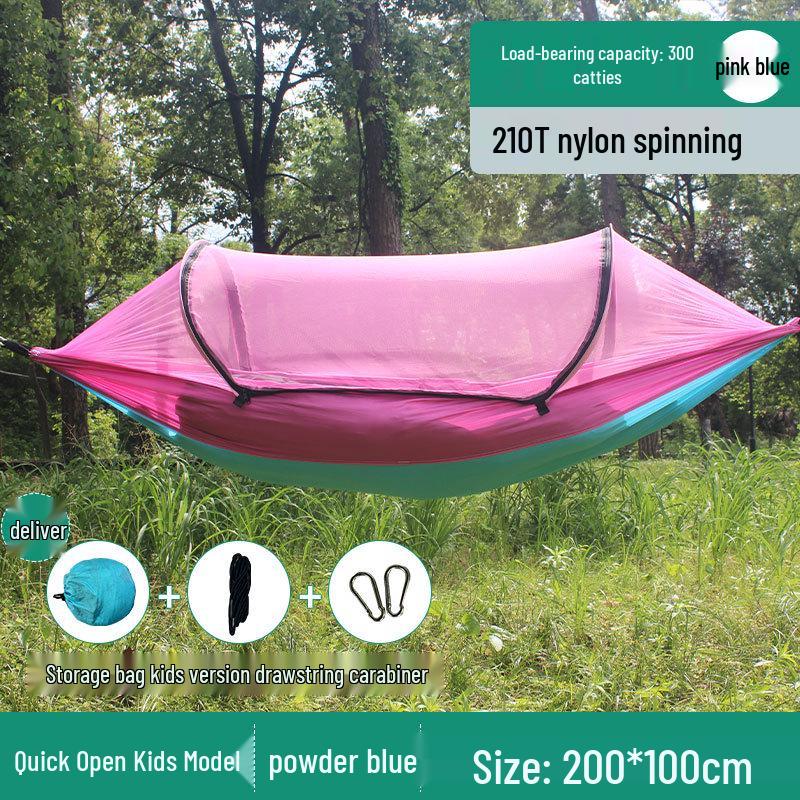 Portable Tear-Resistant Outdoor Hammock with Mosquito Net, Sun Protection, and Anti-Rollover Design for Single/Double Person Camping Swing