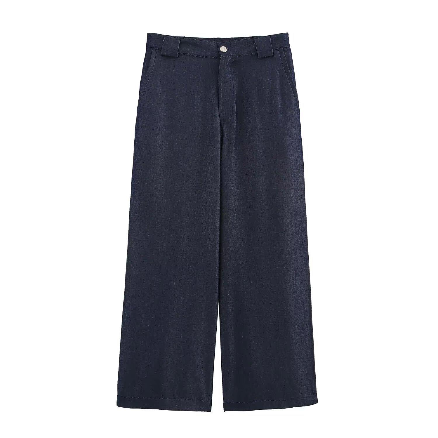 European and American style, new women s clothing, foreign style, pleated hem vest, high waist wide leg pants set XS
