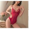 Hollow Out Sexy Women Underwear Deep V Mesh Backless Jumpsuit Uniform Set Temptation Mesh See Through Nightdress Crotchless