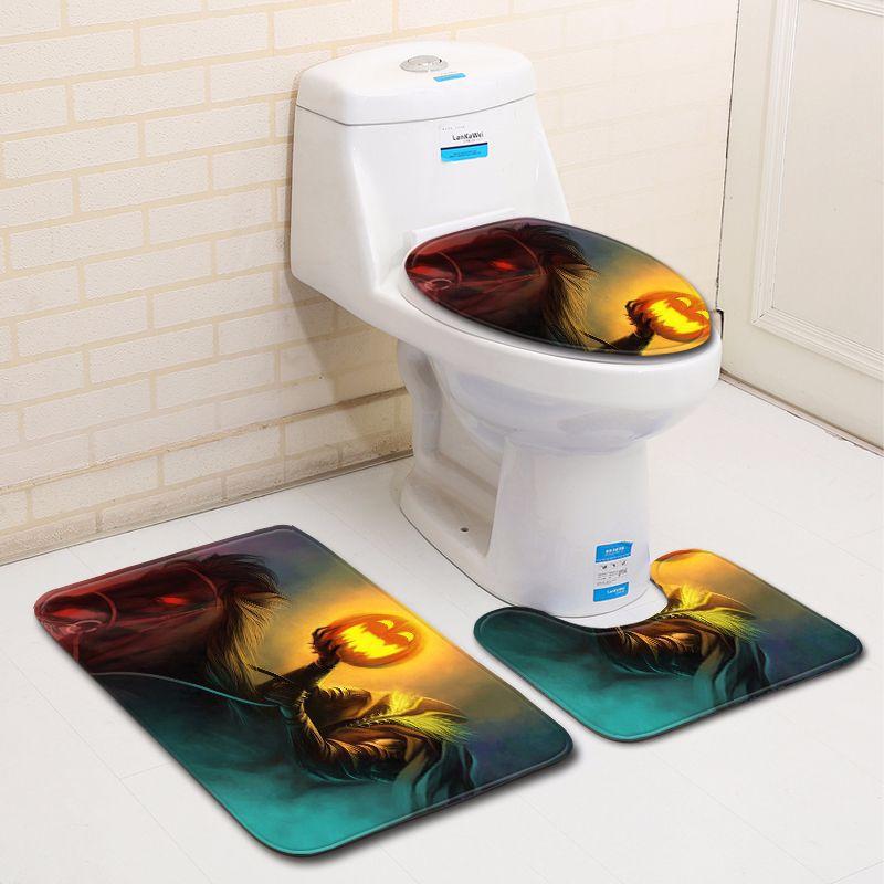 Halloween Bathroom Toilet Three-Piece Floor Mat Doormat Bathroom Carpet