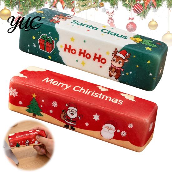 Soft Butter Squeeze Toys Christmas Squishy Fidget Toy, Slow Rising Stress Relief Silent Desk Relievers Xmas Santa Reindeer Sensory Portable