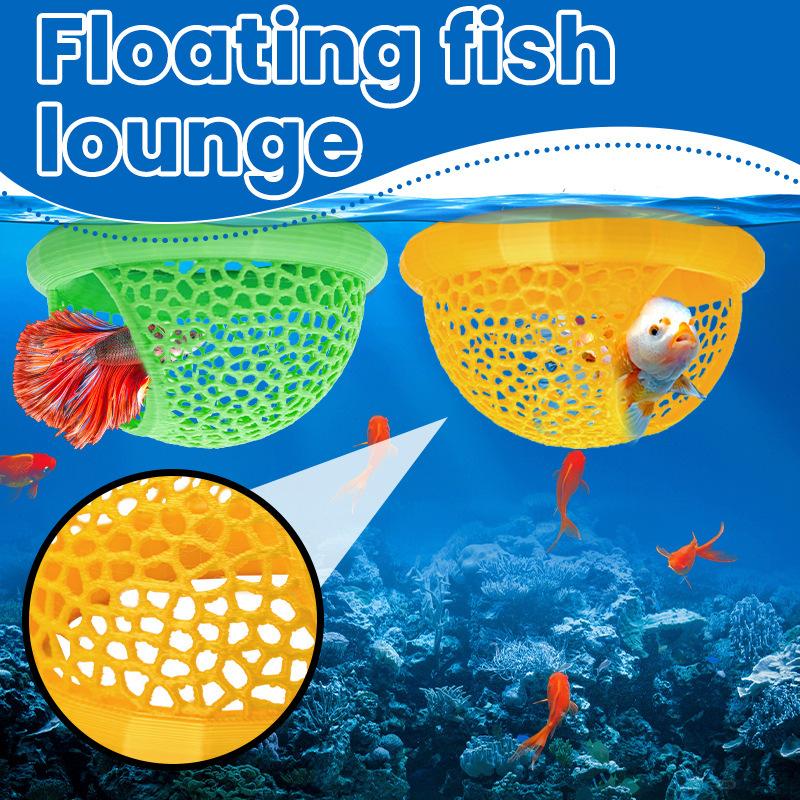 1 Stück Fischversteck Schutz 3-in-1 Hängematte Futterring & Ruheplatz für Betta Kleine Wassertiere Aquarium Schwimmende Höhle