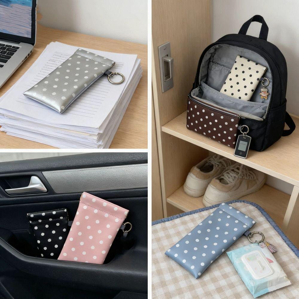 Mit Schlüsselanhänger Gepunktete Brillenetui Tragbare Leder Brillenaufbewahrungstasche Sonnenbrillenbeutel Outdoor