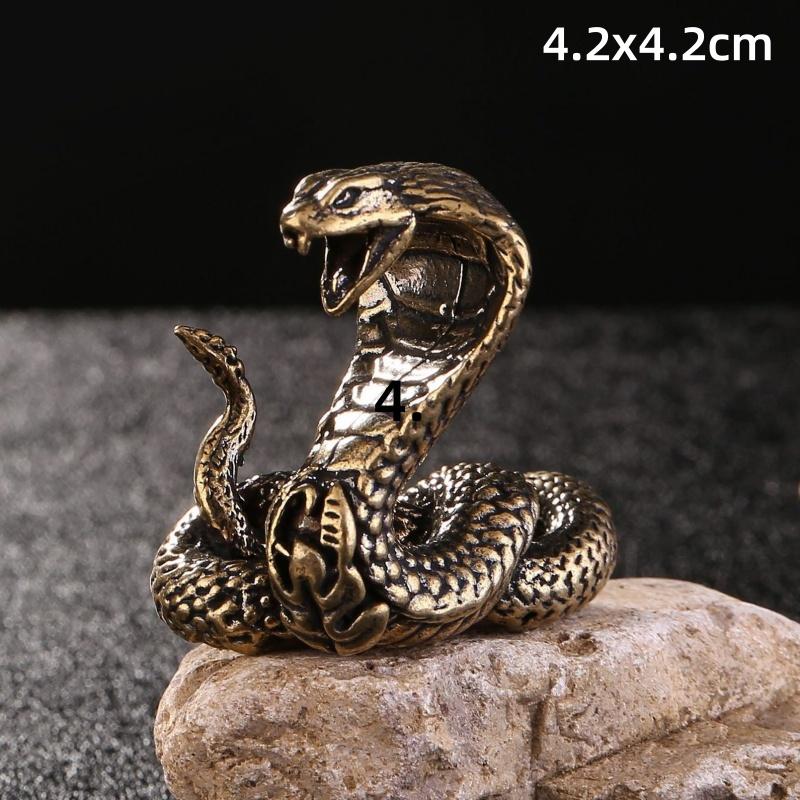 Statua di Cobra Boa Serpente in Bronzo Antico Mini Statue Animali Zodiacali in Rame Decorazioni da Scrivania Animali da Compagnia per Tè Ornamenti Artigianato in Ottone