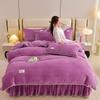 Solid color milk fleece four-piece set, winter thickened warm student dormitory bed sheet four-piece set