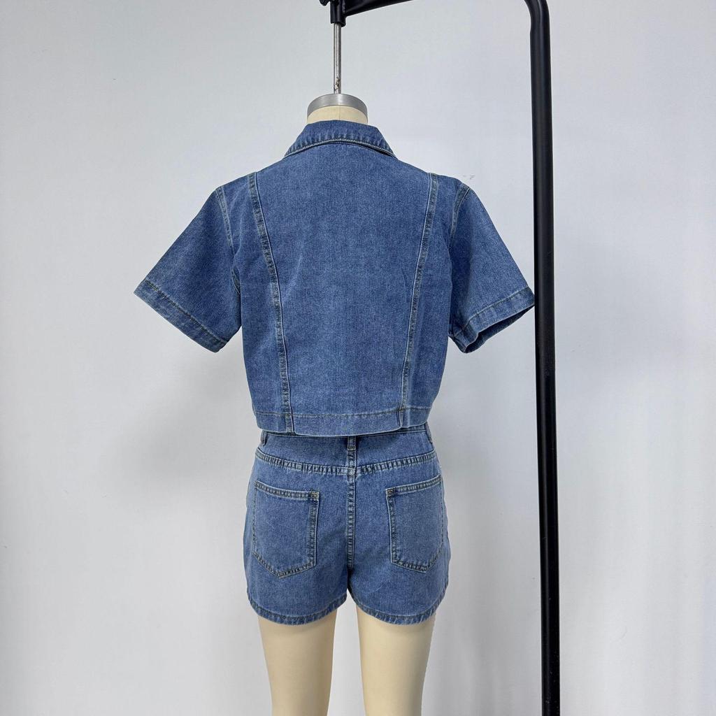 Stilvolles europäisches & amerikanisches Jeanshemd und Hosen-Set - Locker, Bequemes Sommer-Zweiteiler