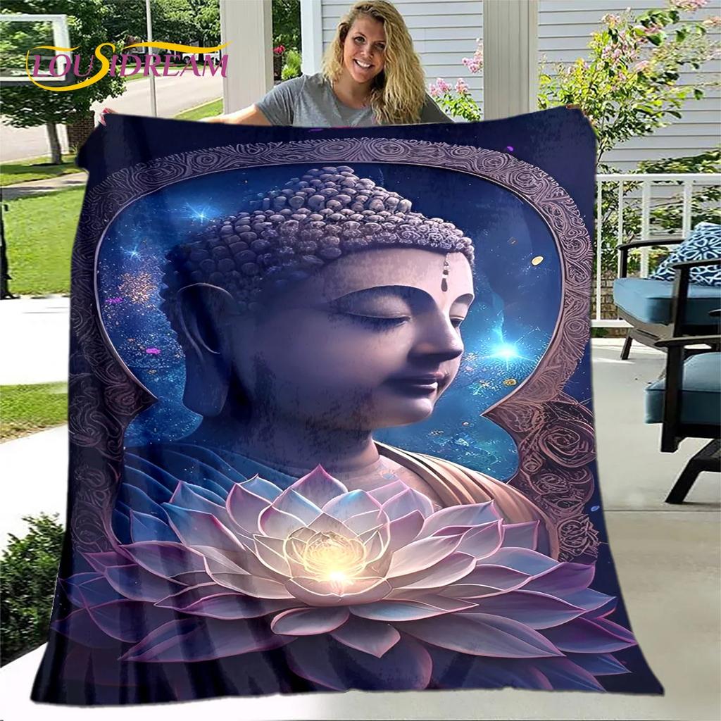 Manta 3D Sakyamuni Buddha Guanyin Bodhisattva budismo fe religión manta suave para el hogar orar dormitorio camas funda de sofá
