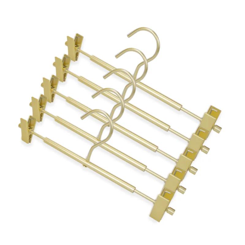 

5/10 шт. алюминиевых вешалок для брюк, вешалки для брюк с двумя регулируемыми нескользящими зажимами, поворотный крючок, вешалка для одежды в шкафу 5 Pack золотой