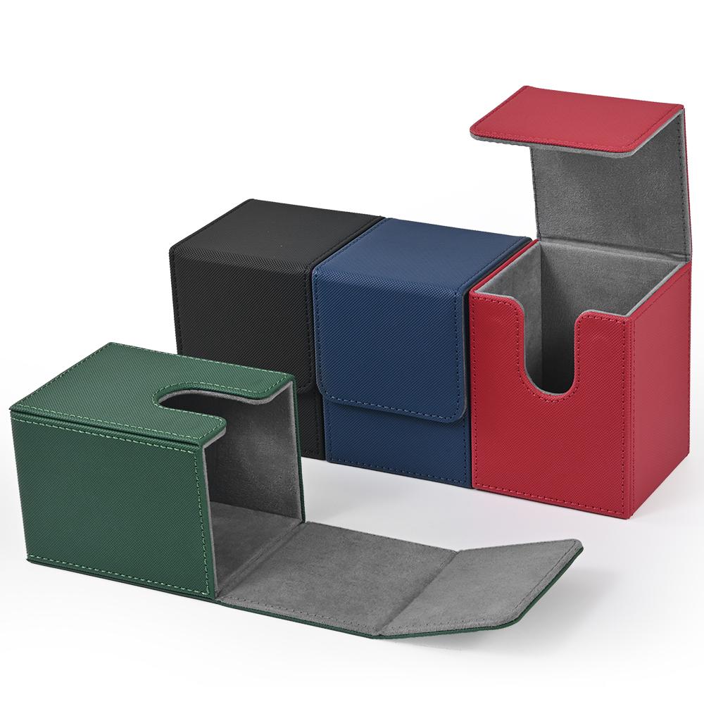 Card Deck Box 4 pack ,Card Storage Box holds 100+ Single Sleeved Cards, PU Leather Magnetic Closure for Magic cards TCG card