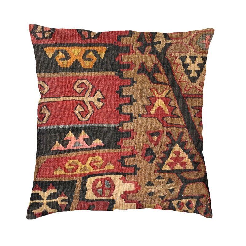 Helenal Unisex Vintage Turkish Kilim Persian Carpet Cushion Cover 45X45cm Home Decor Printing Navaho Weave Tribal Ethnic Art Throw Pillow Case
