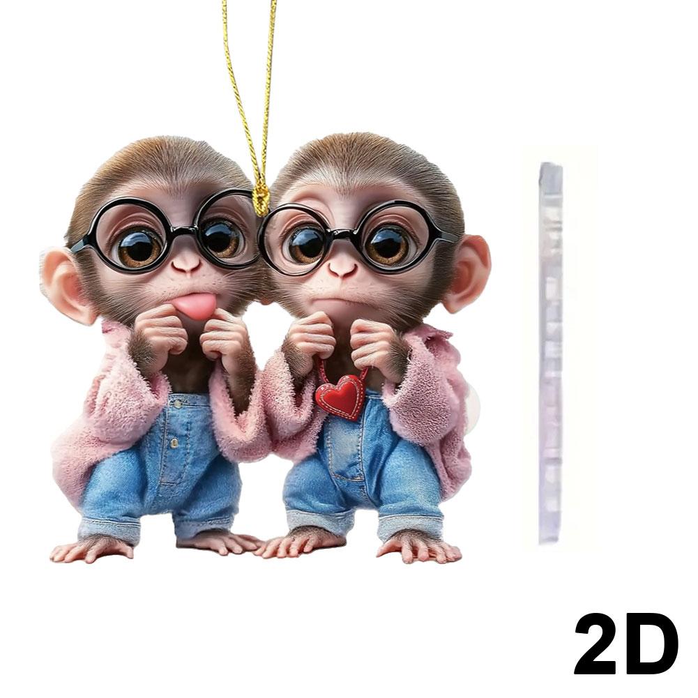 

2D Acrylic Monkey Pendant Personalized Decor Pendant Cute Monkey Pendant Ornament For Car Rearview Mirror Decor