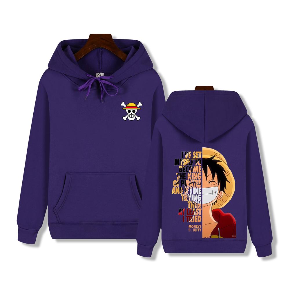 Pánská mikina One Piece vysoké kvality, mikina s potiskem Kapitána Luffyho, podzimní a zimní, silná, hřejivá, základní jednoduchý top