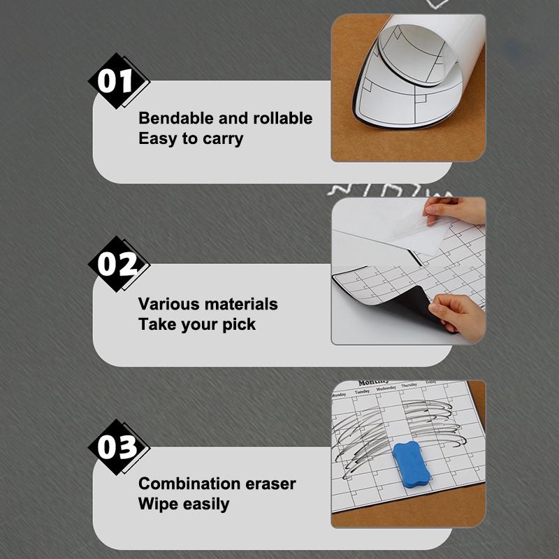 Refrigerator Magnet Monthly Planner With Dry Erase Surface And Reusable Design Perfect For Home Kitchen Schedule Organization