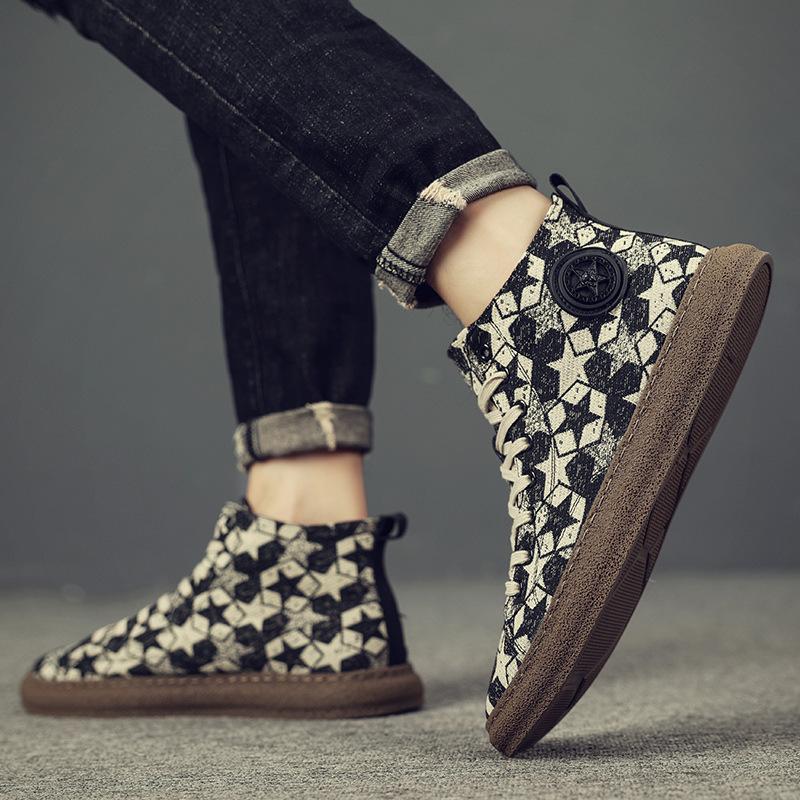 

Мужские полувысокие кеды осень холщовые высокие кеды с принтом британские мужские белые кеды мужские трендовые кеды 44