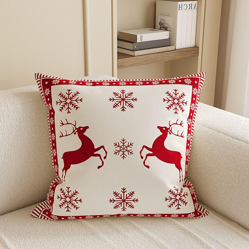 1PC Christmas Style Sofa Red Pillow Cover Nordic New Year Double-Sided Pillowcase Holiday Decoration Sofa Living Room