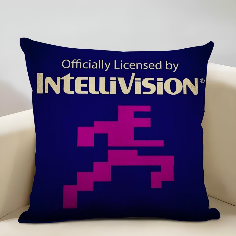 Fashion I-Intellivision Cushion Cover Natural Linen Organic Fabric Double-Sided Printing Sofa Home Decor Gift Pillow Cover