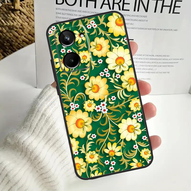 Khokhloma Russian Pattern Flower For Realme GT Neo 5 GT5 9 10 11 12 Pro Plus C30 C31 C33 C35 C25s C21Y C51 C55 C67 C53 Case