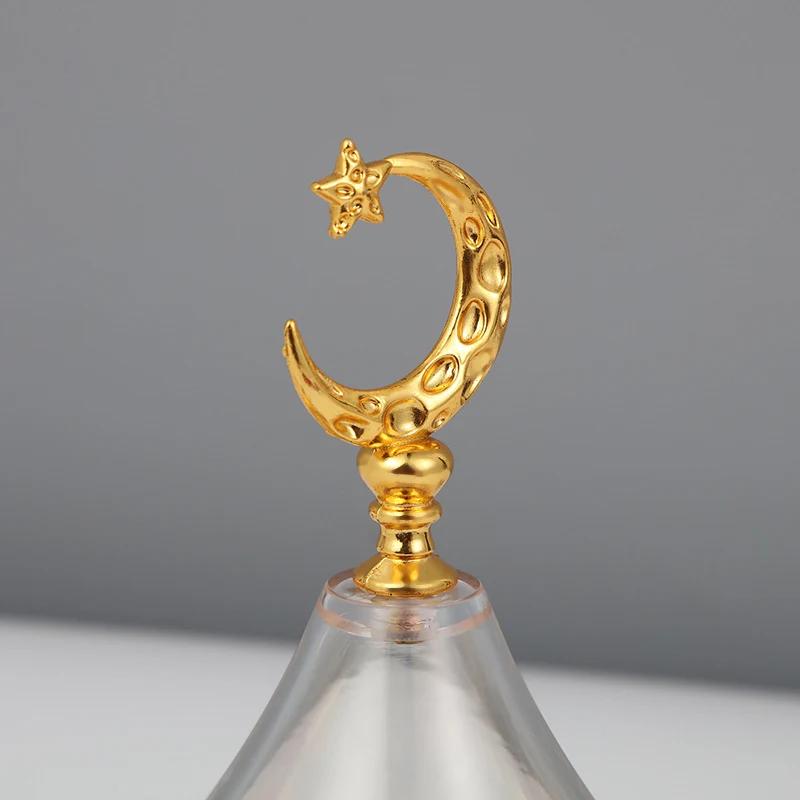 Gold Fruit Basket and Acrylic Lid Moon Ramadan Festival Alloy Candy Food Nut Organizer Wedding Home Desktop Tray Decoration,17cm