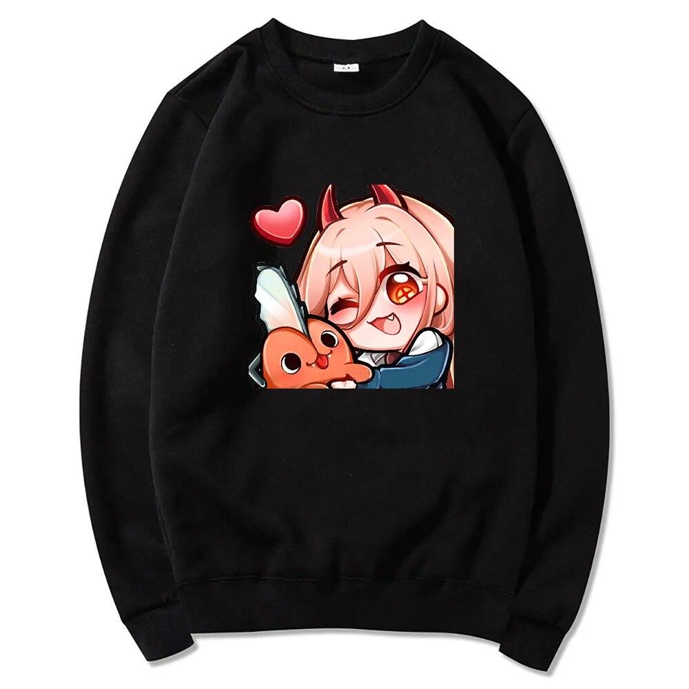 Anime Chainsaw Unisex Niedliche Pochita Power Hoodies Winter Warm Unisex/Damen Frühling/Herbst Unisex Sweatshirt Ästhetische Harajuku Sudaderas Unisex