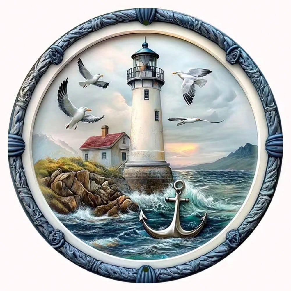 Metal Lighthouse Wall Art with Seagulls Weatherproof Ocean Decor Gift разноцветный