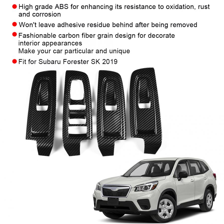 4pcs Car Interior Door Armrest Window Switch Button Cover Trim Fit for Subaru Forester SK  Carbon Fiber Grain Car