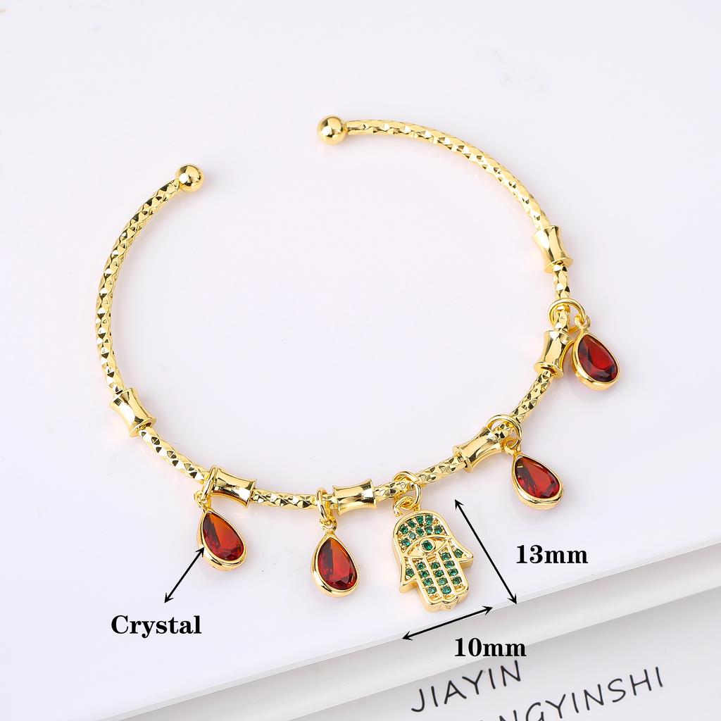 Hot-selling Gold-Plated Palm-Shaped Zircon Evil Eye Candy Bracelet for Men Women Classic Holiday Prayer Jewelry Party Gift