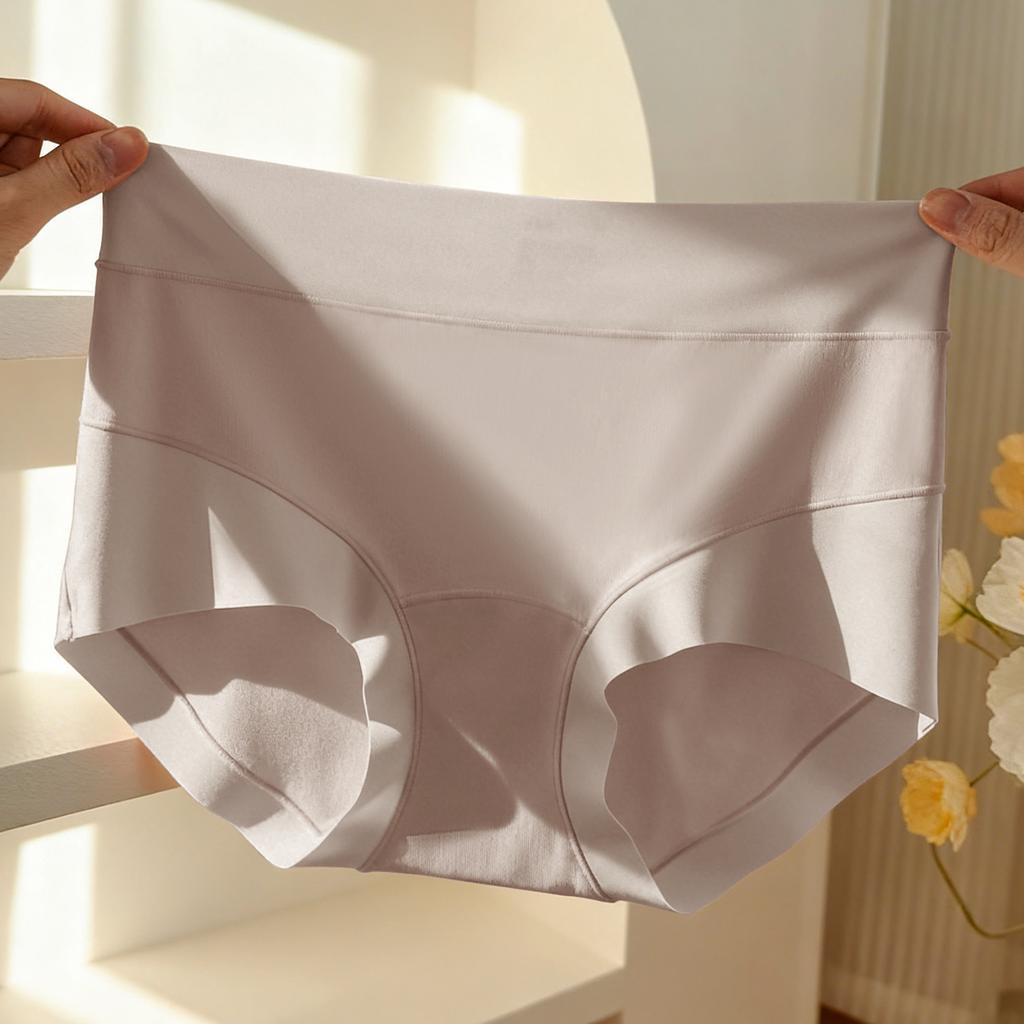 Women's Spring and Summer Pure Cotton Abdominal Non Trace Antibacterial Extended Middle and High Waist Underwear