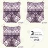 3Pieces/Lot High Waist Light Sexy Elastic Lace Women's Panties, Pure Cotton Crotch Comfortable Non-marking Breathable Lightweight Underwear Briefs