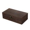 Pureseek Wooden Wood Retro Decorative Trinket Charred Small Wooden Box with Wooden Box Box, Grain, Box, Finish, Lid, (Dark Brown)