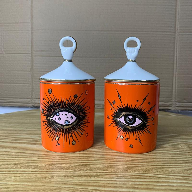 Abstract Eye Ceramic Cup Creative Abstract Coffee Cup with Lid Tableware Aromatherapy Candle Cup Candy Bottle Home Decoration