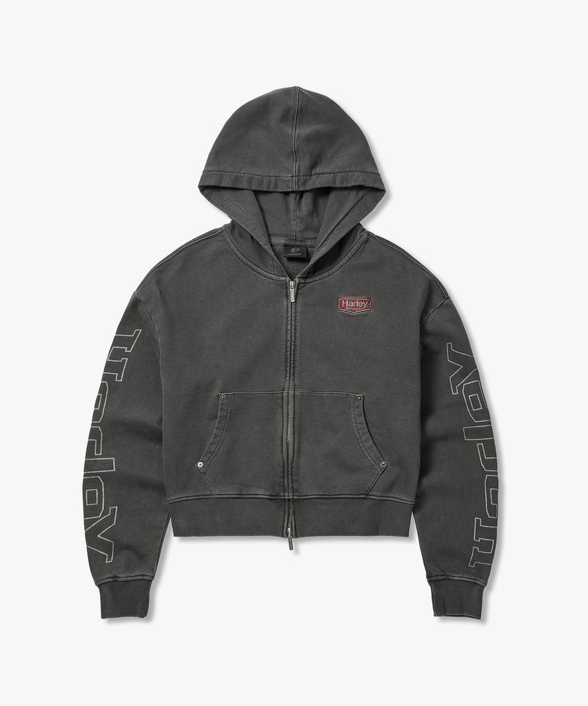 [Women] Pigment Crop Hooded Zip-Up Dark Gray_Hh26109001