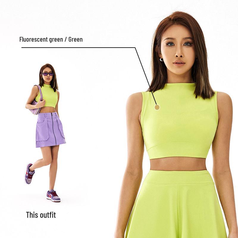 Women's Breathable Pilates & Yoga Set with Anti-Exposure Vest and Slimming Tennis Skirt