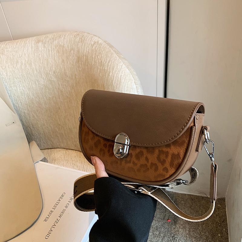 Borsa a Sella Vintage Leopardata da Donna Marca Lusso Borse a Spalla da Donna Piccola Borsa a Mano Rotonda Inverno Nuova Borsa a Tracolla Messenger