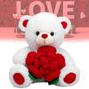 Adorable Plush Rose Bear Pp Cotton Filled White 30cm Perfect For Valentine's Day