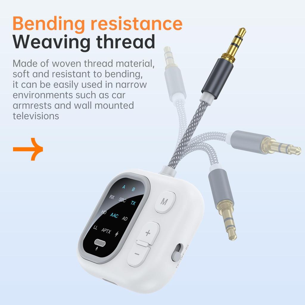 2 in 1 aptX-Adaptive AD/HD/LL AAC Bluetooth Audio Transmitter Receiver 3.5MM AUX HiFi Music Multipoint Airplane Wireless Adapter