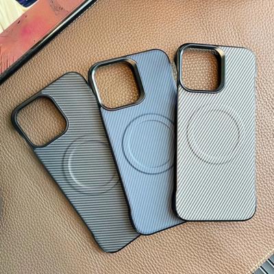 Frameless Carbon Fibre Magsafe Magnetic Case for iPhone 16 Pro Max 16E 15 Plus 14 13 12 Metal Lens Wireless Charge Cover