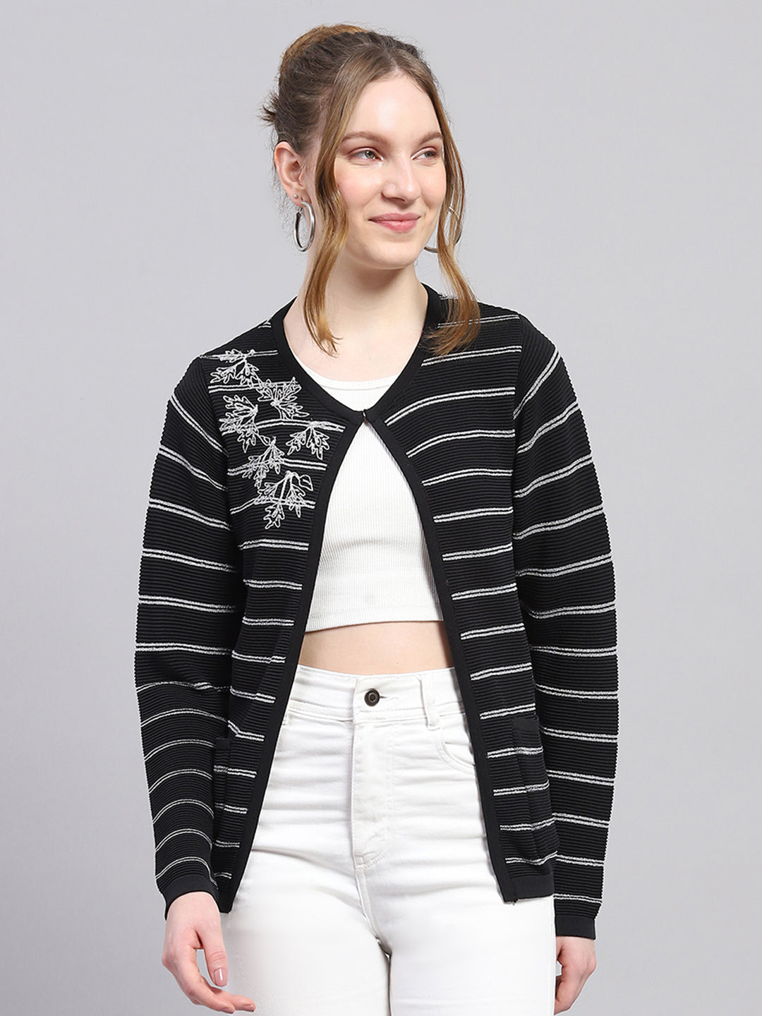 Monte Carlo Womens Regular Fit Striped Cardigan XXL чёрный