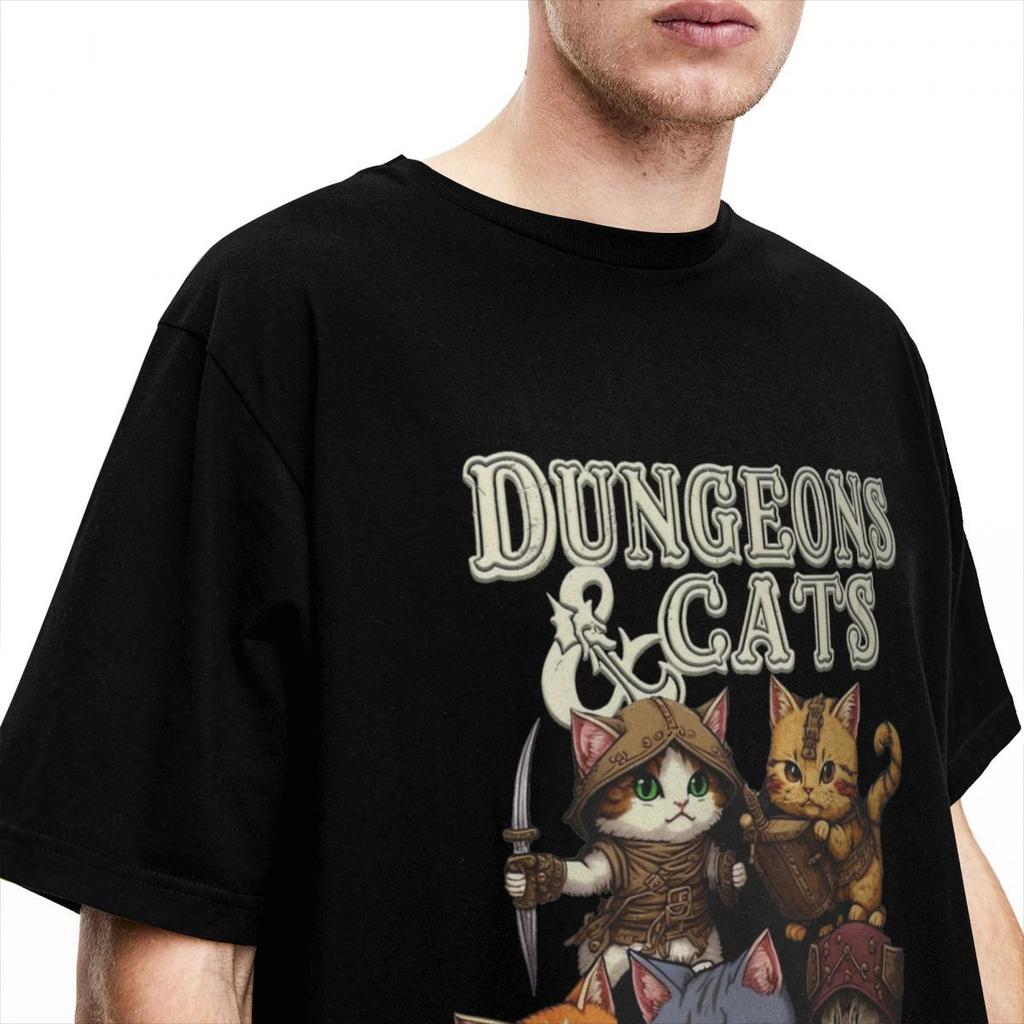 Men Women's Dungeon Dragon Cats T Shirt Apparel Kawaii Cat Pure Cotton T-shirt Clothing Funny Tee Shirt All Seasons