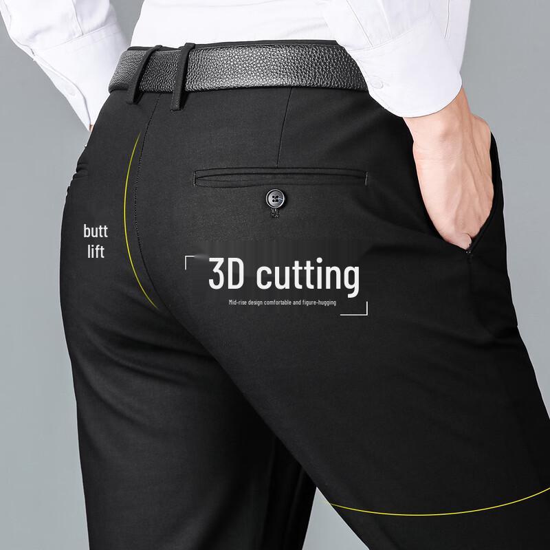 FORTEI Men's Wool Blend Fleece-Lined Straight-Leg Trousers