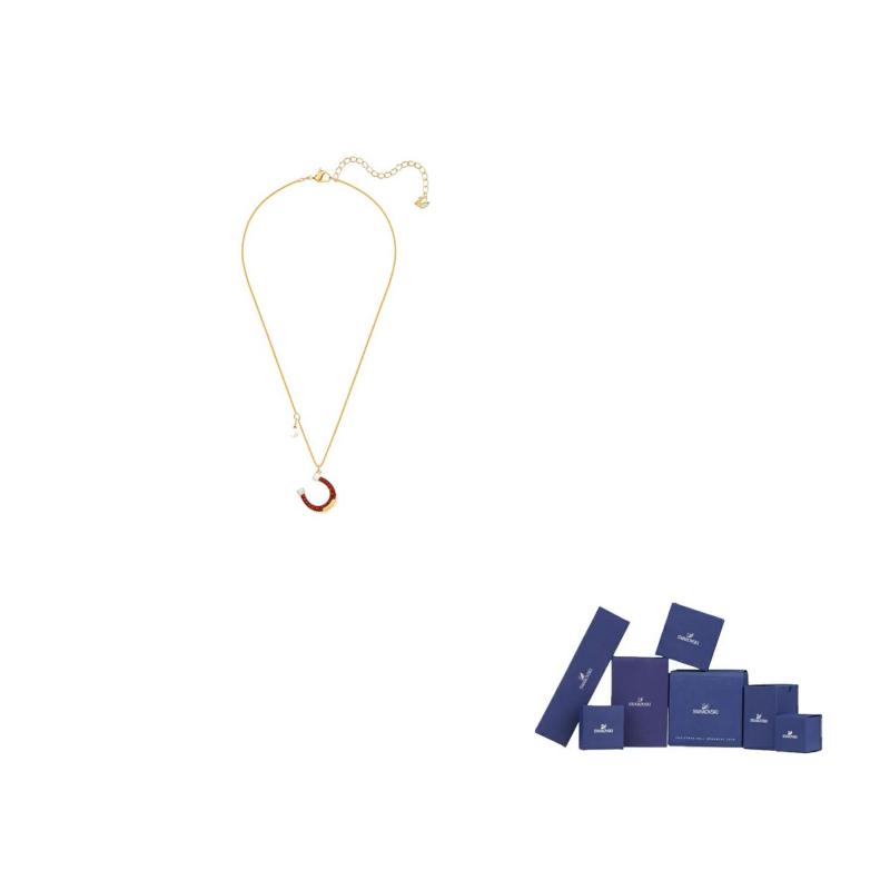 Swarovski Roter Hufeisenförmiger Glücks-Halskette Damen Halskette 5464197 Box (Random Color),F,Red white