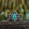 European and American new fashionable green zircon inlaid personalized light luxury versatile women's three-piece ring