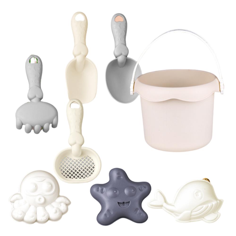 8pcs Set Plastic Beach Sand Toys Starfish Whale Mold 3-10 Age Range Sand Castle Kit with Bucket Octopus Sand Molds