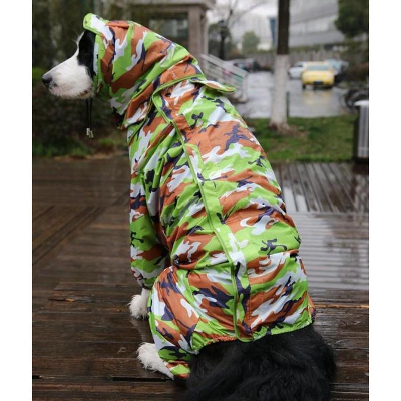 Dog Clothing In Spring, Summer, Autumn, All In One Four Legged One-piece Large Dog Pet Raincoat, Fully Wrapped Camouflage Raincoat